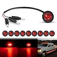 Nilight 3/4Inch Round Marker Light 10PCS Red LED Brake Stop Turn Signal Light 3 Connectors Side Indicator Bullet Clearance Light IP68 Waterproof for Trailer Truck Camper Van Boat Bus, 2 Years Warranty