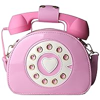 PTShadow Retro dial telephone Crossbody Shoulder Bag,Pu Movable microphone Purse for Women