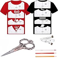 BIHRTC 8PCS T-Shirt Ruler Guide Alignment Tool PVC T Shirt Ruler to Center Designs Vintage European Style Scissors for Embroidery Sewing Craft Mark Chalk Pencil Tape Measure