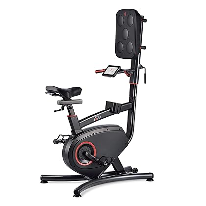 LifeSpan Fitness Cycle Boxer, Upright Bike with Boxing Pad, Punch Pad Cycling Exercise Fitness Machine for Home Gym Office, Touchscreen Console, Heart-rate Sensor, Chest Strap, Supports up to 300lbs