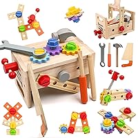 Montessori Wooden Tool Set for Kids, 29 Pcs Tool Toys for Toddler 1-3 Year Old with Tool Box, Educational Pretend Play Learning Resources Construction Stem Toys, Gifts for 3+ Years Old Boy Girl