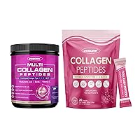 Multi Collagen Peptides Powder - Hydrolyzed Collagen Type I II III V X with Hyaluronic Acid, Vitamin C, MCT, Probiotics - Support Skin Hair Nail Joints & Gut Health, Keto Friendly