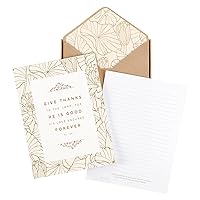 Christian Art Gifts Writing Paper & Envelope Stationery Set for Women: Give Thanks - Psalm 106:1 Inspiring Scripture w/40 Pages & 20 Matching Envelopes for All Occasions, Creamy Beige & Paper Brown