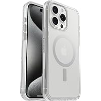 OtterBox iPhone 15 Pro MAX (Only) Symmetry Series Clear Case - (Clear), snaps to MagSafe, ultra-sleek, raised edges protect camera & screen (ships in polybag, ideal for business customers)