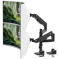 PUTORSEN 17-49 inch Premium Aluminum Heavy Duty Dual Monitor Arm for Ultrawide Screens up to 44lbs, Vertical Stacked Dual Monitor Desk Mount, Full Motion Dual Vertical Monitor Mount, VESA 75/100,Black