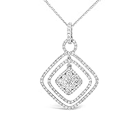 The Diamond Deal 18kt White Gold Womens Necklace Diamond Shaped Cluster VS Diamond Pendant 1.07 Cttw (16 in, 2 in ext.)