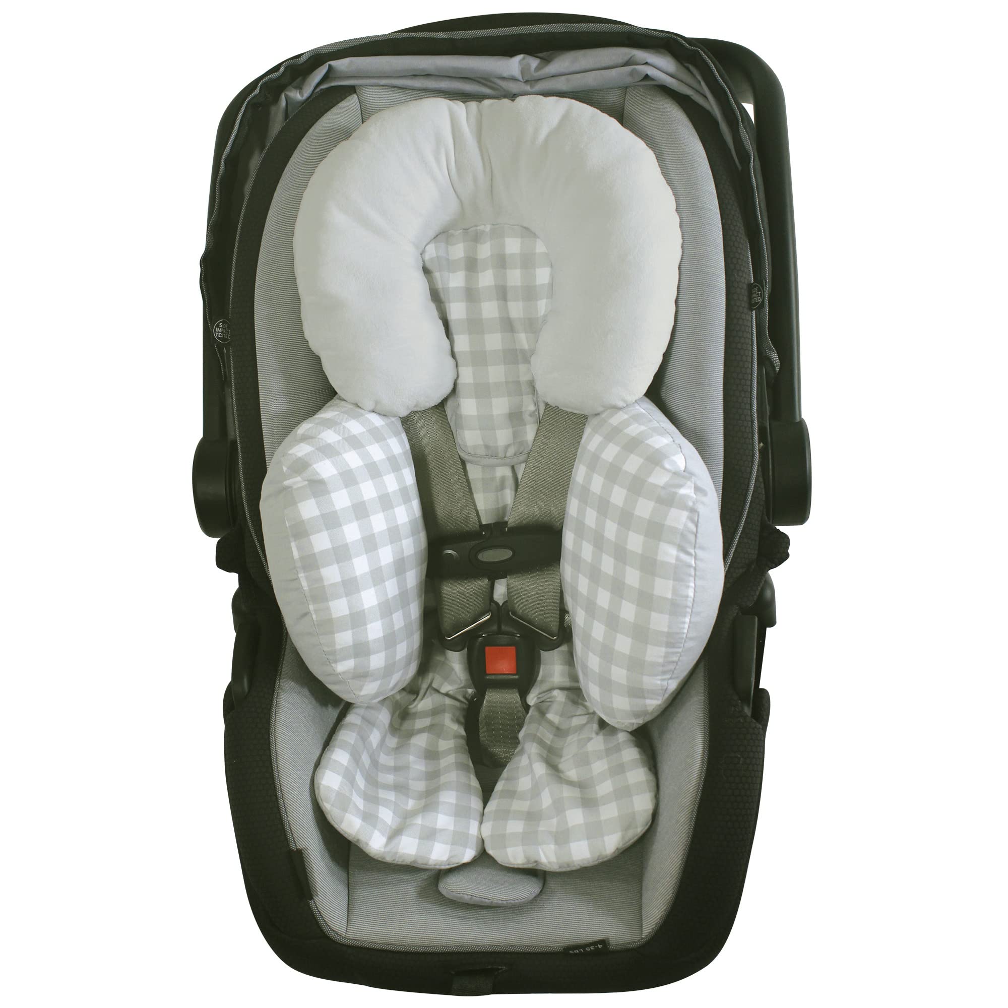Hudson Baby Unisex Baby Car Seat Body Support Insert, Gray Gingham, One Size