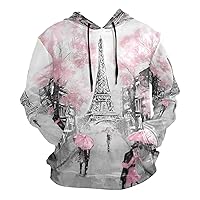 ALAZA Oil Painting Paris European Eiffel Tower Red Tree Hoody Sweatshirt Sweater Men S