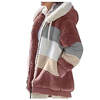 FQZWONG Winter Coats For Women Plus Size Fleece Sherpa Long Sleeve Hooded Jackets Casual Warm Full Zip Up Outerwear Clothes