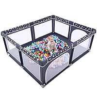 Baby Playpen, ANGELBLISS Playpen for Babies and Toddlers, Extra Large Play Yard with Gate, Indoor & Outdoor Kids Safety Play Pen Area with Star Print (Dark Grey, 71