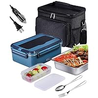 Electric Lunch Box (60 oz & 75W) Food Heater, 3 in 1 Heated Boxes for Adults,Portable Warmer -Self Heating Work/Car/Truck with Large Insulated Bag