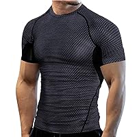 Men's Athletic Workout Compression Shirt Short Sleeve Sports Baselayer T-Shirts Tops Workout Tummy Control Tee Shirt