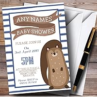 Blue Stripes Squirrel Invitations Baby Shower Invitations