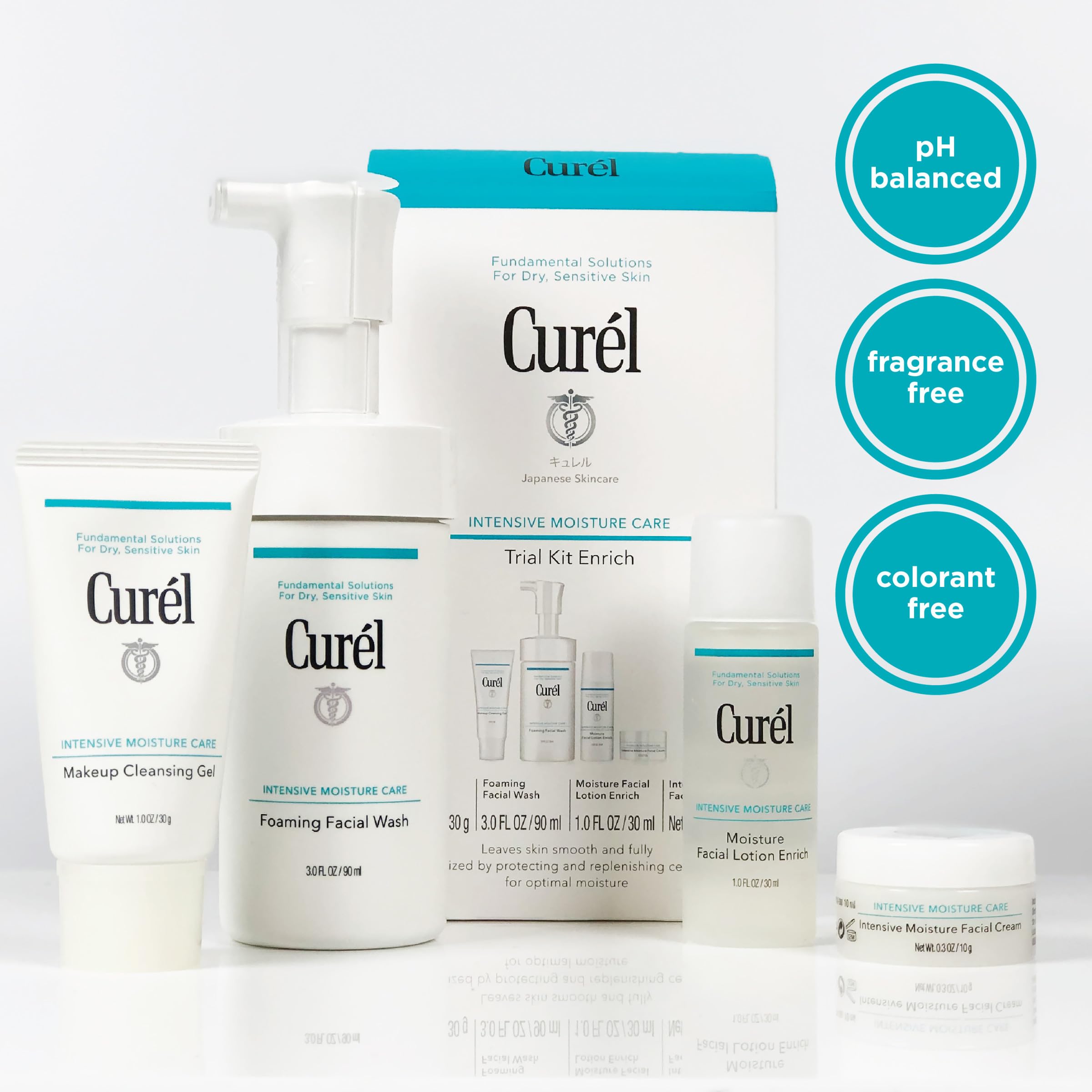 Curel Japanese Skin Care Travel Size Toiletries, for Dry, Sensitive Skin, Travel Size Face Wash, Travel Size Lotion, Travel Size Makeup Remove