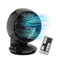 Lasko Whirlwind Orbital Motion Air Circulator Table Fan, 3 Speeds, Timer, Dark Mode, Remote Control for Small and Medium Sized Rooms, Black, A12558