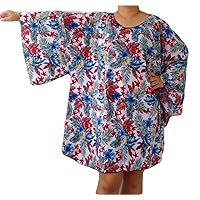 Plus Size Loose Fit Tops Tunic Dress Shirt Bell Sleeve Floral Print Casual, Bust 58