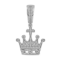 10k Gold 1/3Ct TDW Diamond Crown Cross Hip Hop King Pendant for Men (H-I, I2)