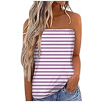 Tube Tops for Women Cute Floral Printed T Shirts Strapless Tanks Sexy Backless Bandeau Sleeveless Flowy Blouses
