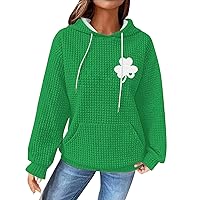 Womens St Patrick's Day Valentines Day Shirts Plus Size Pullover Sweatshirts Long Sleeve Hoodies Casual Fashion Top