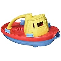 Green Toys Tugboat, Yellow/Red/Blue CB - Pretend Play, Motor Skills, Kids Bath Toy Floating Pouring Vehicle. No BPA, phthalates, PVC. Dishwasher Safe, Recycled Plastic, Made in USA.