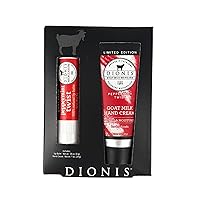 Dionis Goat Milk Skincare Peppermint Scented Hand Cream & Lip Balm Set - Travel Hand Lotion & Lip Balm Set for Self Care Gifts, 1 oz and 0.28 oz