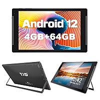 TJD Android 12 Tablets,10.1 inch Tablet PC, 4GB RAM 64GB ROM 512GB MicroSD, FHD IPS Display, Dual Camera, Double Stereo Speakers, Wi-Fi5.0/2.4, Bluetooth5.0, Google GMS Certified (Black)