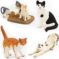 Gemini&Genius 6Pcs Cat Toys for Kids, Cat Figurines, Realistic Kitten Toys for Toddlers, Funny Pet Animal Toys, Cute Cats Action Figures for Cake Toppers, Birthday Gifts for Kids