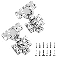 Kyraton Cabinet Hinges, 2 Pack (1 Pair) Stainless Steel Overlay Soft Close Hinges for Kitchen Cabinets, 1/2 inch Self Closing Door Hinges with Mounting Screws, Damper-3 Way Adjustability