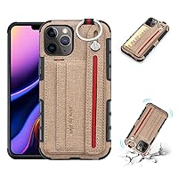 for iPhone 11 Pro Max Case with Ring Grip Holder Finger Circle Strap Hand Strap Canvas Cover Case with Card Holder Hanging Ring Anti-Scratch Anti-Shock Protective Shell Case for iPhone 11 Pro Max