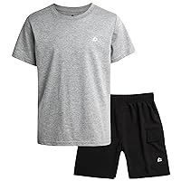 RBX Boys' Active Shorts Set - 2 Piece Short Sleeve T-Shirt and Tech Hybrid Shorts - Summer Clothing Set for Boys (4-12)