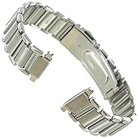 12-16mm Speidel Stainless Silver Tone Solid Link Push Open Buckle Watchband Long