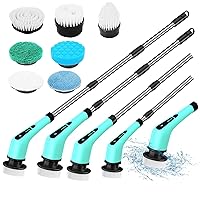 Electric Spin Scrubber, Cordless Bathroom Scrubber with Long Handle, Shower Scrubber for Cleaning with 7 Brush Heads, Power Wall Scrubber Suitable for Cleaning Wall, Kitchen, Bathroom， Window, Floor
