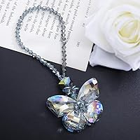 H&D HYALINE & DORA Crystal Glass Butterfly Car Key Charm Mirror Hanging Ornaments Gift (Butterfly-1)