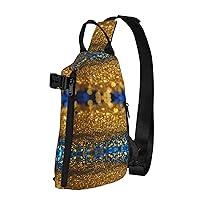 Glitter Pattern Print Crossbody Backpack Cross Pack Lightweight Sling Bag Travel, Hiking