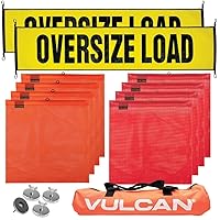 VULCAN Oversize Load Banners, Multi-Color Flags and Magnets Kit - Includes 2 Stretch Cord Oversize Load Banners, 4 Magnets, 4 Red Flags, 4 Orange Flags, and A High-Viz Vented Storage Bag