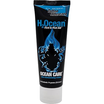 H2Ocean Ocean Care Tattoo Aftercare Water Based Unscented Lotion for Extreme Tattoo Healing, Skin Soothing Cream & Moisturizer 2.5 oz