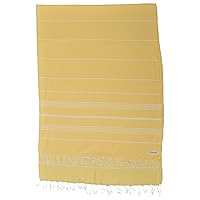 Bersuse 100% Cotton - Anatolia XL Throw Blanket Turkish Towel - 61 x 82 Inches, Yellow