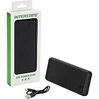 Interstate Batteries Power Bank Charger 20000mAh Portable Charge for Cell Phones, Electronics, Emergencies (5V, 20Ah) LED USB Power Battery Pack Safety Protection (PBK0020)