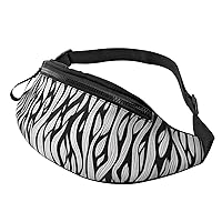 Black White Texture Print Patterns Fanny Pack For Women And Men Fashion Waist Bag With Adjustable Strap For Hiking Running Cycling