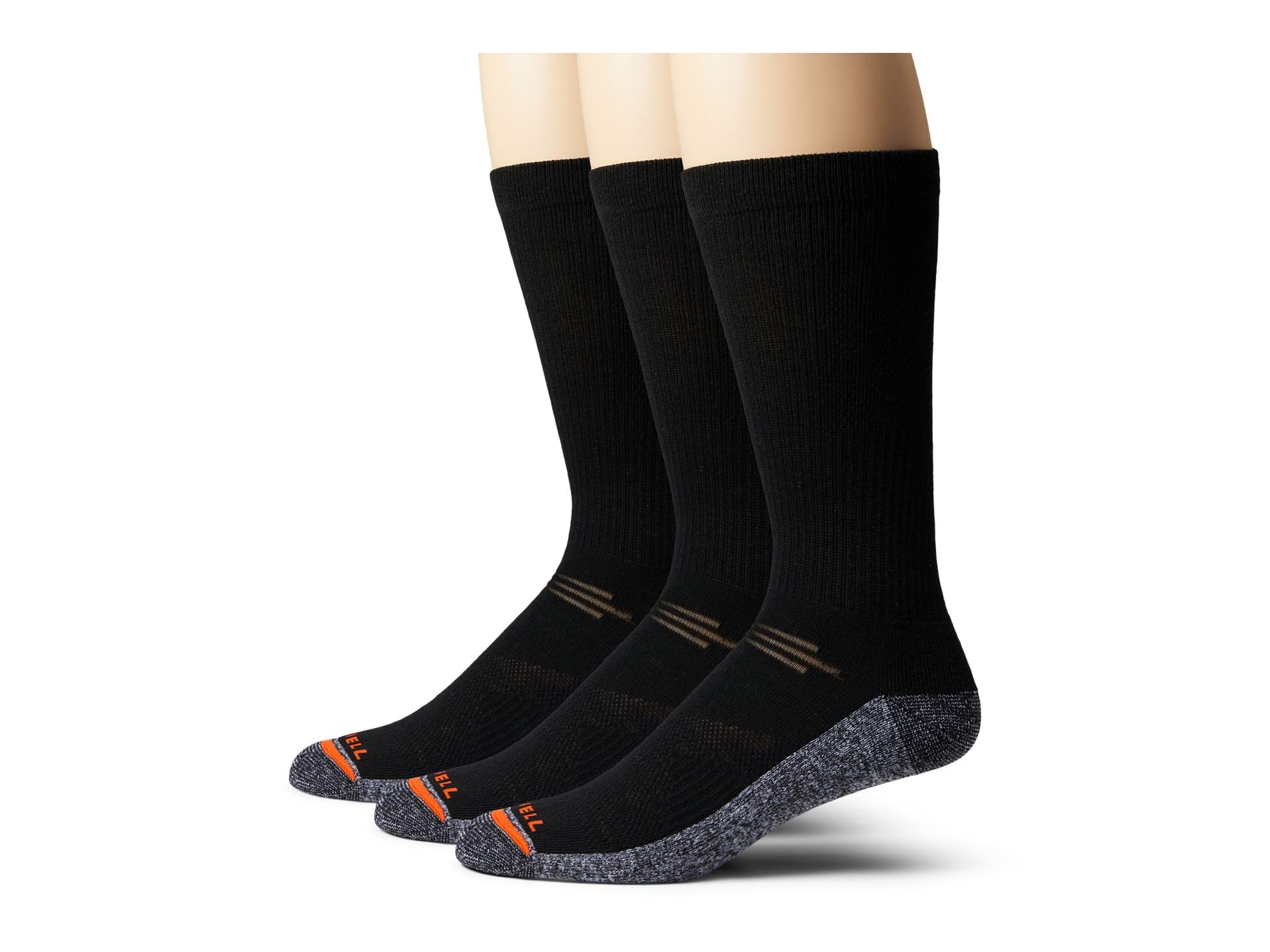 Merrell Men's and Women's Lightweight Work Crew Socks 3 Pair Pack - ComfortBase XS Repreve with Durable Reinforcement