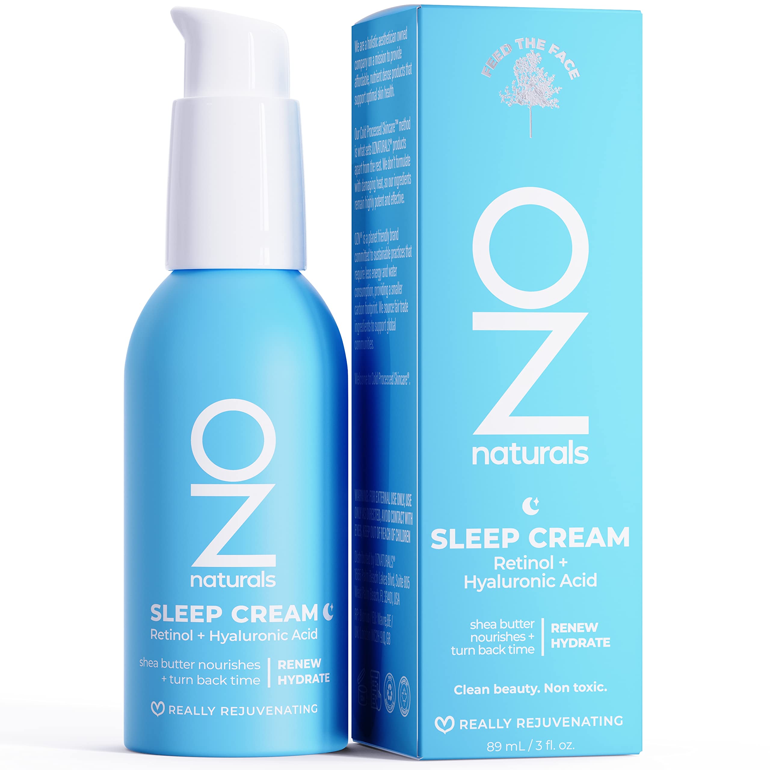 OZNaturals SLEEP CREAM: Retinol Moisturizer + Hyaluronic Acid + Nourishing Shea Butter Works to Deeply Moisurize and Reduce Fine Lines and Sun Spots - Nightly Skin Care Routine / (3 oz)