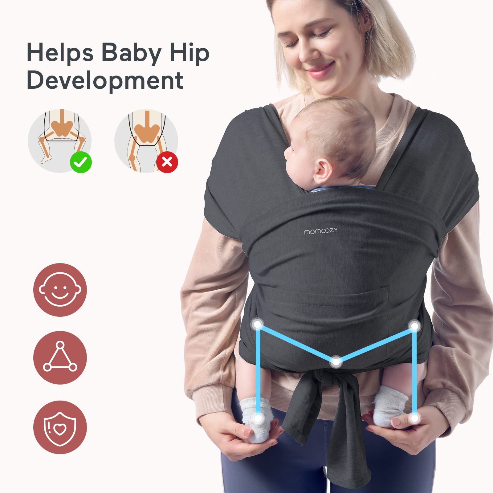 Momcozy Baby Wrap Carrier, Easy to Wear Infant Carrier Slings