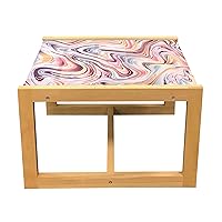 Ambesonne Marble Coffee Table, Modern Inspired Illustration in Pastel Colors Watercolor Effect Waves, Acrylic Glass Center Table with Wooden Frame for Offices Dorms, Small, Eggplant Rose and Peach