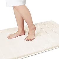 Memory Foam Bath Mat Large Size, Soft and Comfortable, Super Water Absorption, Non-Slip, Thick, Machine Wash, Easier to Dry for Bathroom Floor Rug (36.2 x 24 Inch, Cream)