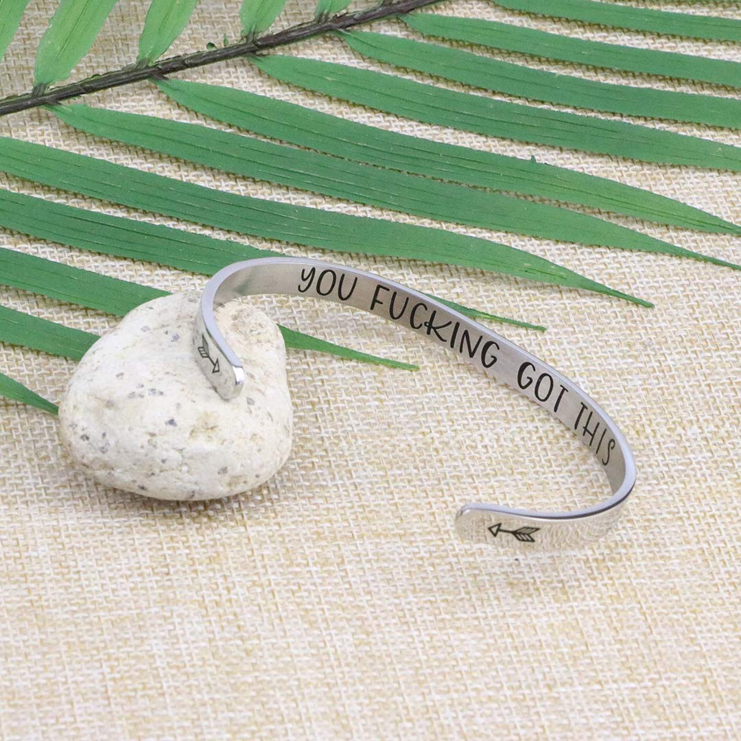 JoycuFF Bracelets for Women Personalized Inspirational Jewelry Mantra Cuff Bangle Friend Encouragement Gift for Her