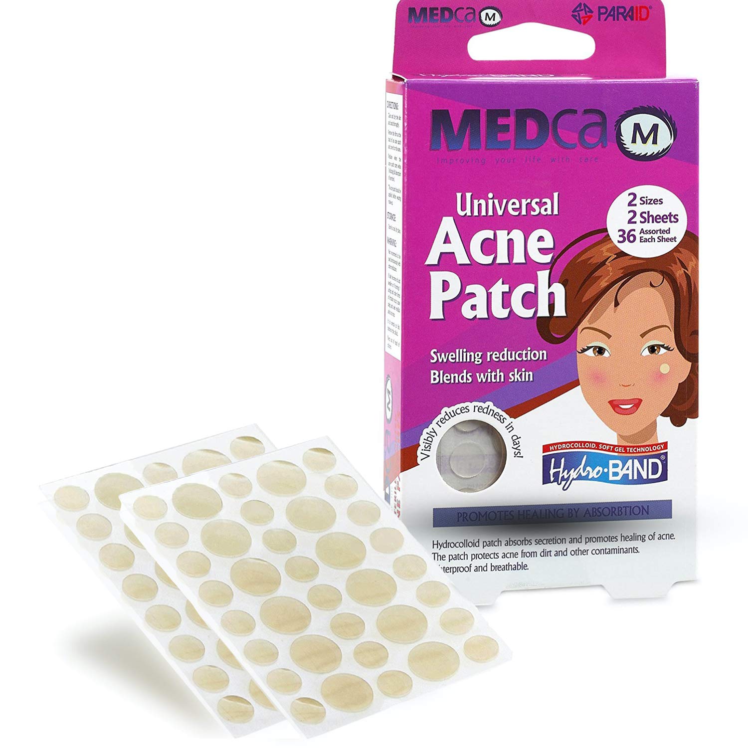 MEDca Acne Patch - Spot Dots 72 Count, Hydrocolloid Bandages, Acne Pimple Care Patches Absorbing Round Pads, Blemish Covers