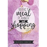 Weekly Meal Planner And Shopping List: Week Meals Planning for Cooking with Grocery List | 52 weeks | Bonus Monthly Plan Pages | For Busy Moms | Pink Marble Cover