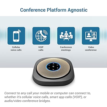 VTech VCS601-2 Bluetooth Conference Speakerphone - 360° Premium Voice Pickup with 6 Microphones, Smart NFC Connect, 24H Call Time with HD Audio, Reverse Charging USB C, Voice Assistant, Home Office