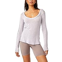 Free People Cabin Fever Layering Women’s Top - Viscose-Elastane Blend Fabric - Fitted Sleeves - Shirttail Hem