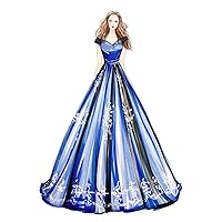 Women's Evening Prom Gowns Off-The-Shoulder Applique Reception Military Ball Dresses Size 20W- Royal Blue